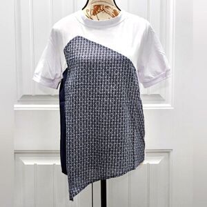 🌸Hayden Los Angeles, asymmetrical Navy and White Top. NWT-SIZE Medium